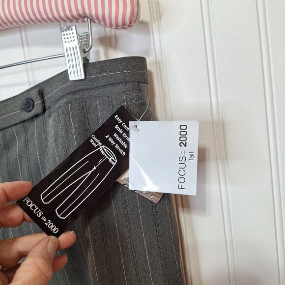 Focus 2000 Womens 12T Pants Gray Stripe Stain Resistant‎ Teflon Coated Stretch - Picture 5 of 14